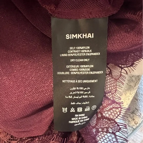 Simkhai Mako Sequin Long Sleeve Mini Dress Mangosteen Size 8 burgundy medium - Picture 9 of 9